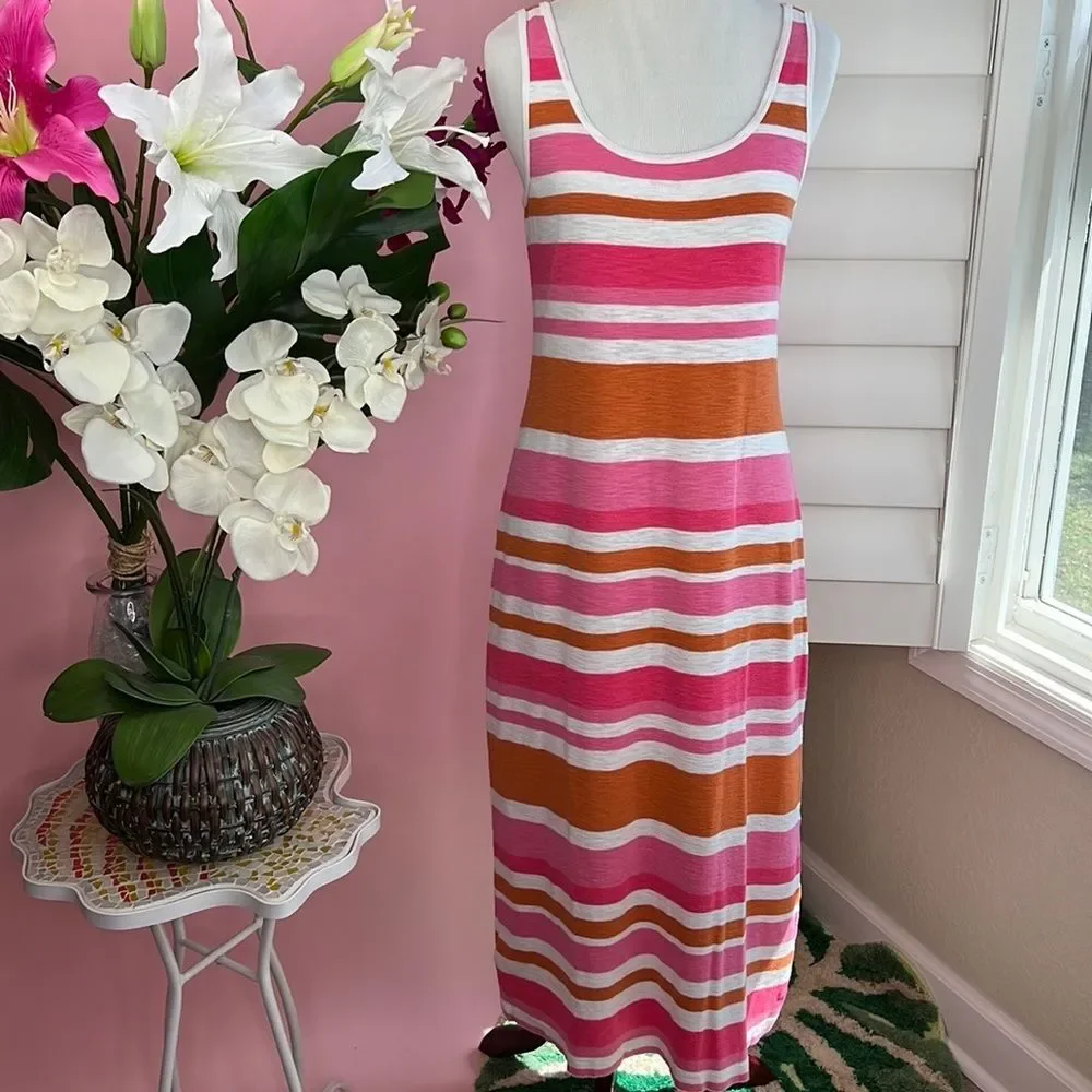 Tommy Bahama Casual Scoop Neck Stripe Maxi Dress XS